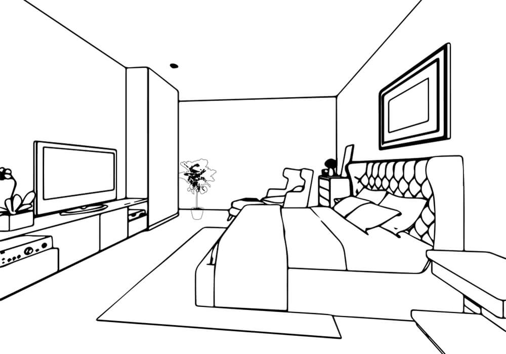 Architectural interior vector drawing