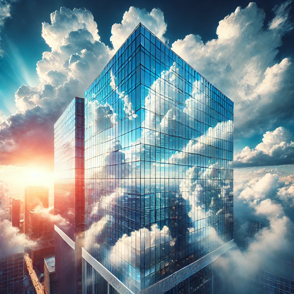 Clouds reflected in glass buildings