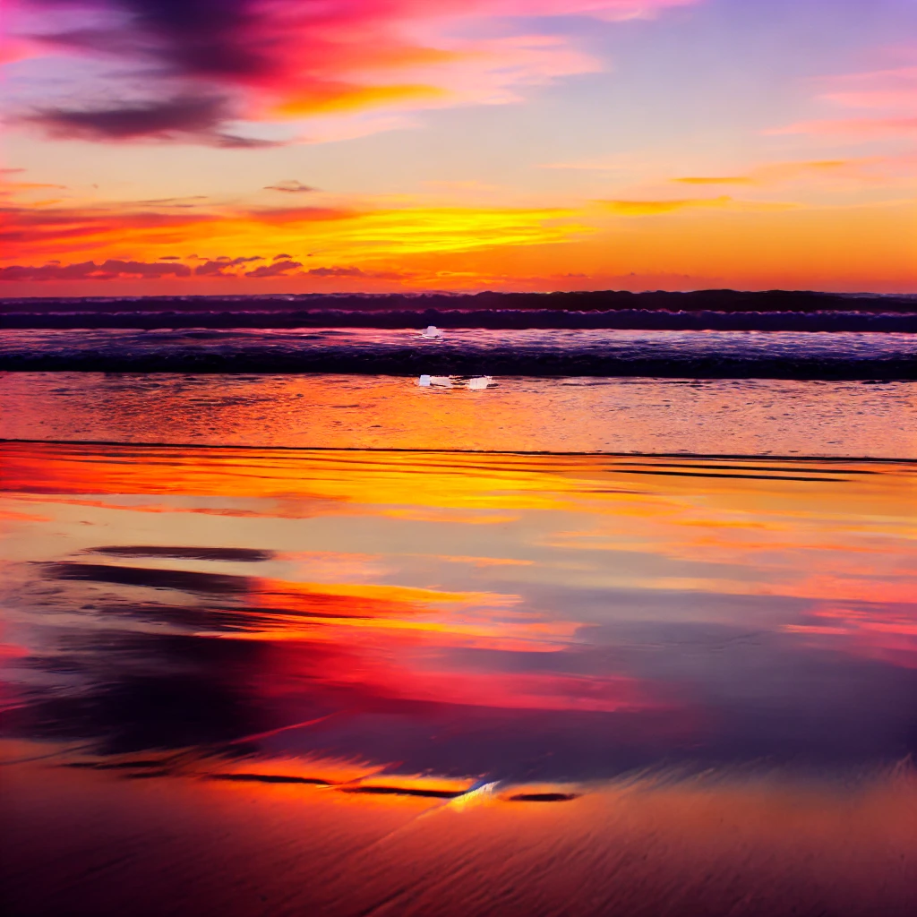 Sunsets captured in wet sand