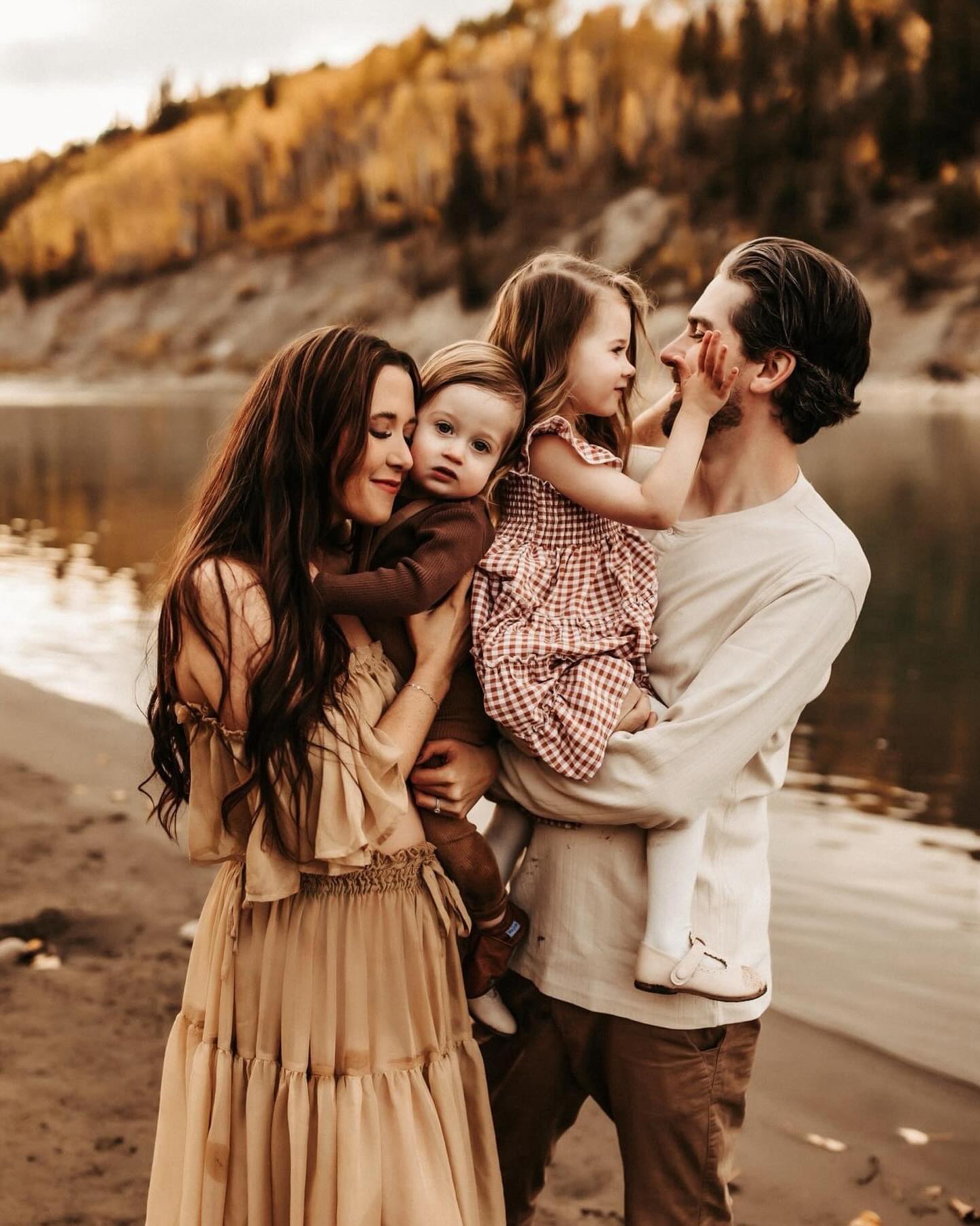 Rustic Riverbank Family Portrait