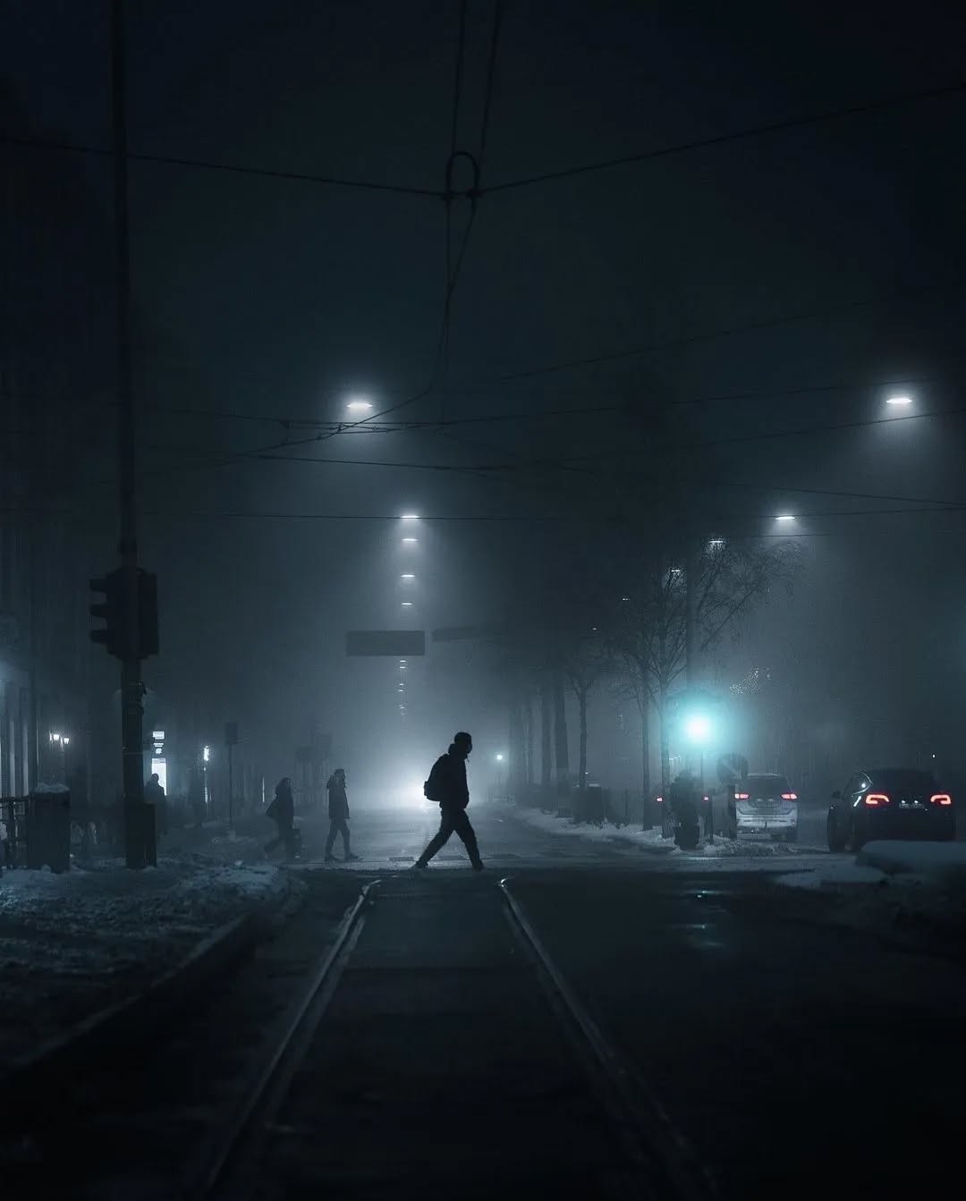 Foggy Night Street Crossing