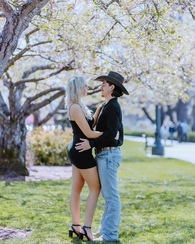 Cherry Blossom Couple Spring Photoshoot Idea