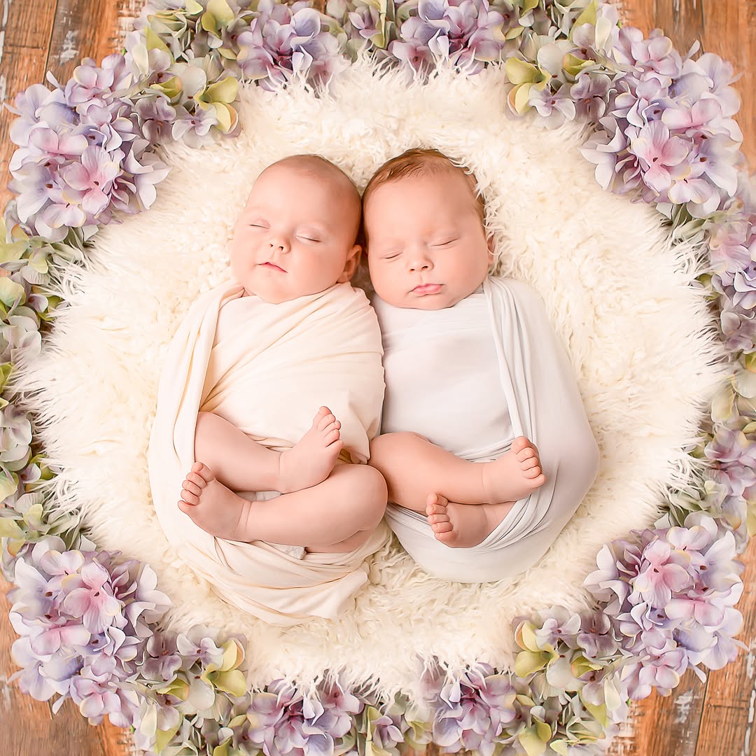 Heavenly Twins Surrounded by Flowers