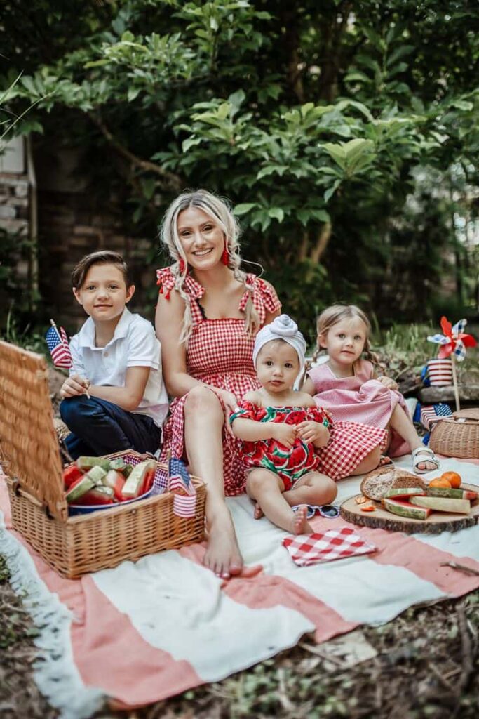 Family Picnic Blanket Portrait
