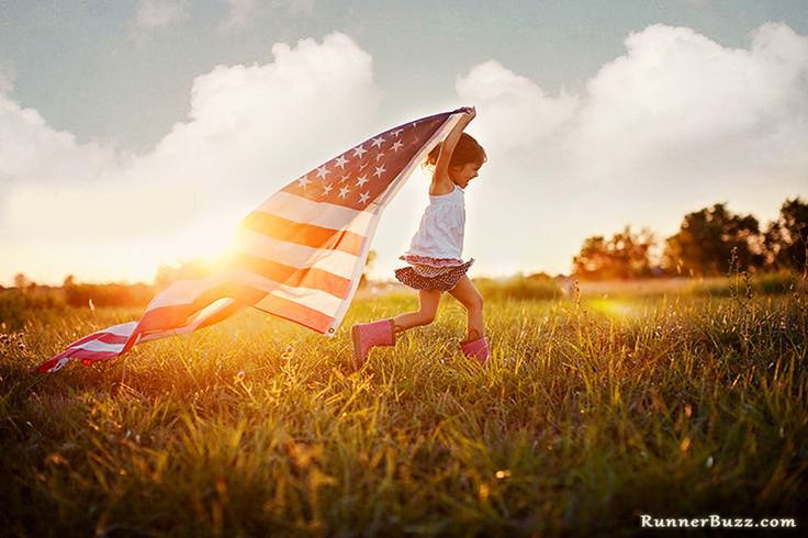 Kids Running with Flags