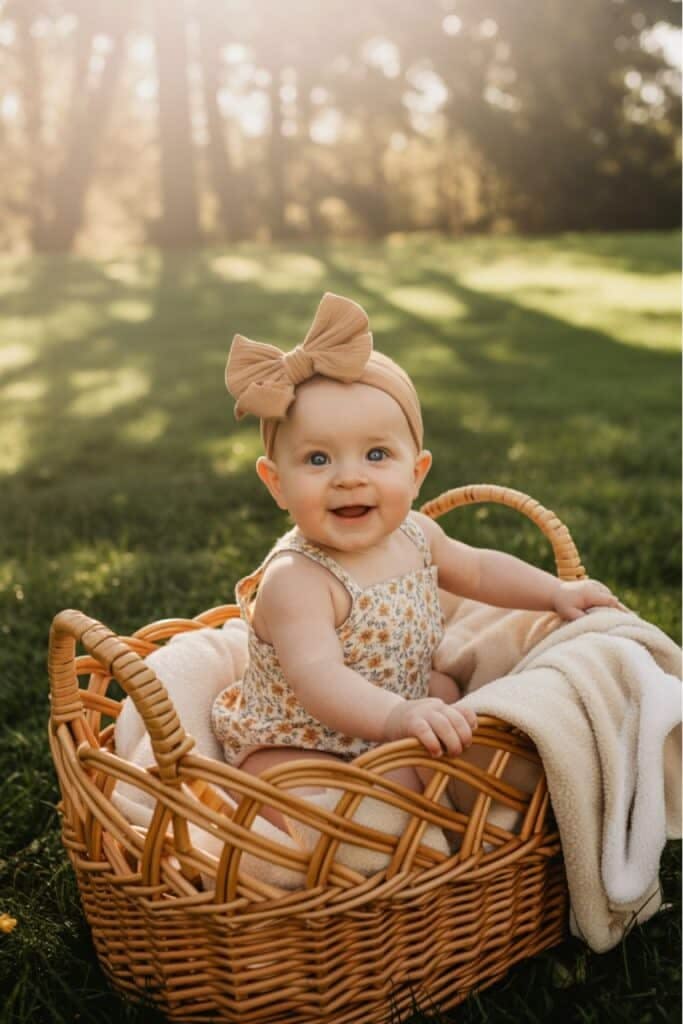 baby in a basket photo ideas