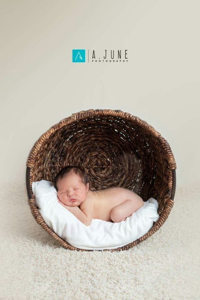 baby in a basket photo ideas