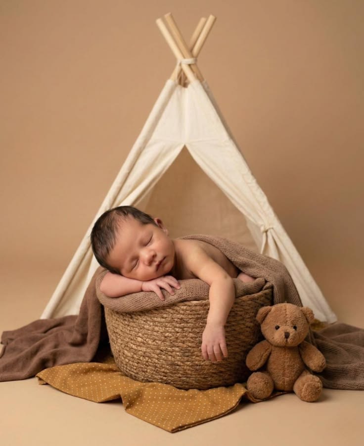 baby in a basket photo ideas