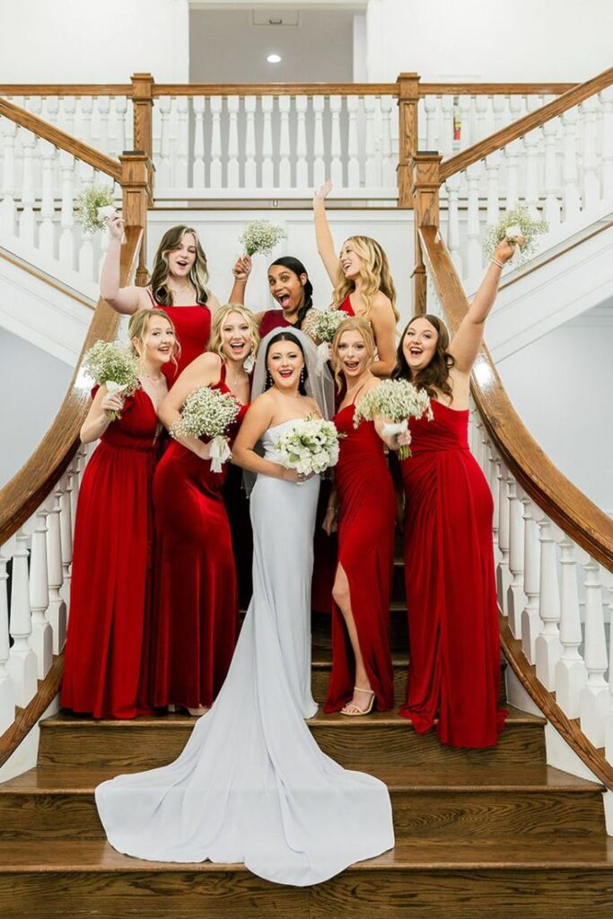 bride with bridesmaids photo ideas