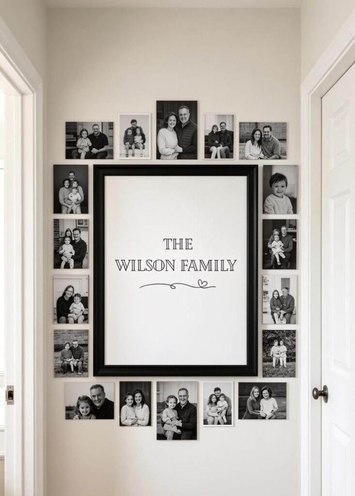 black and white photo wall ideas