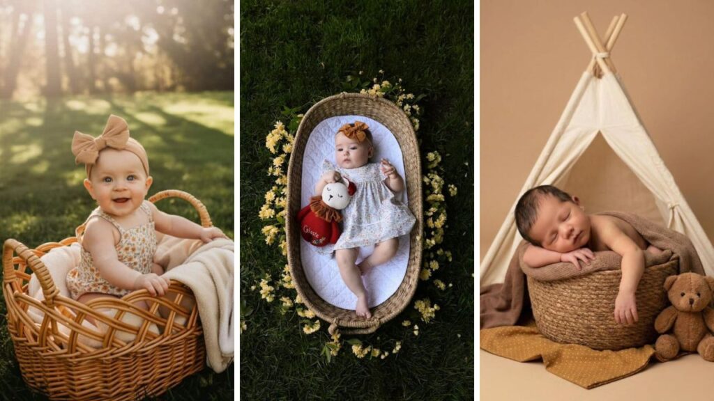 baby in a basket photo ideas