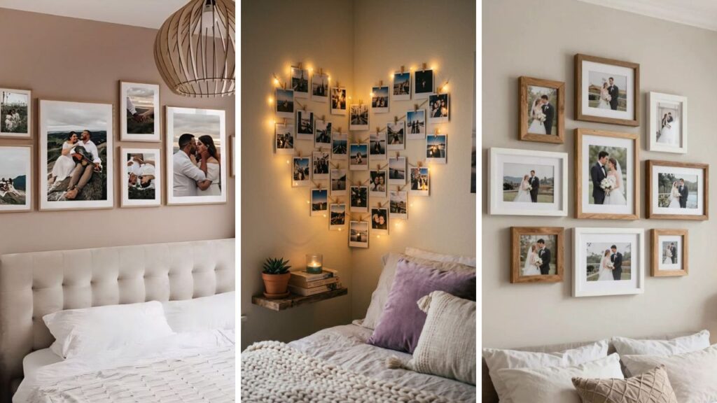 bedroom photo wall ideas