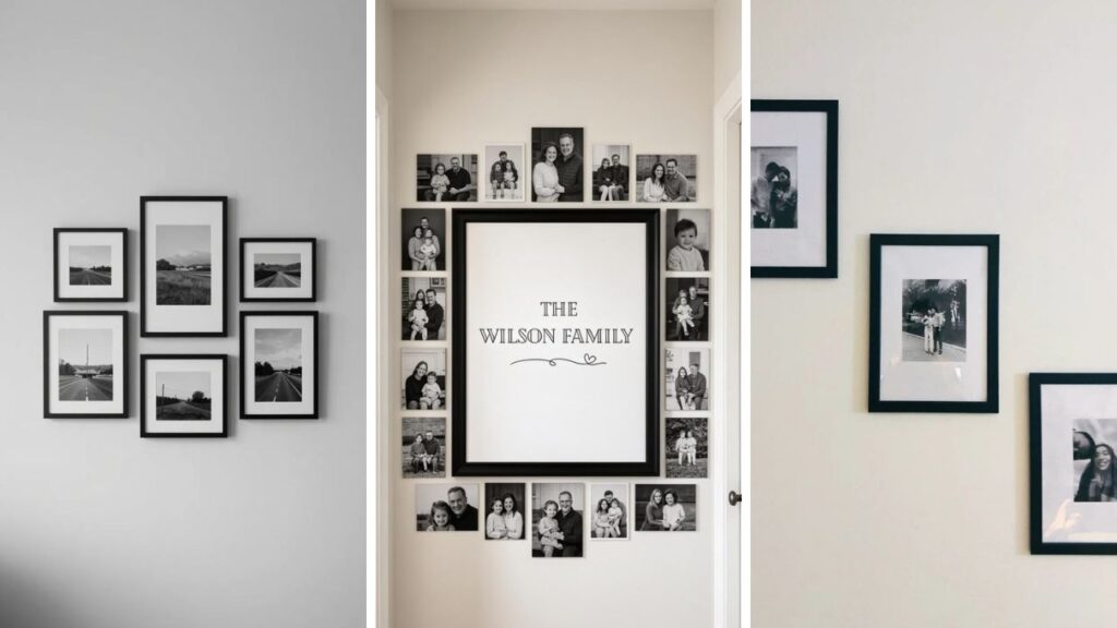 black and white photo wall ideas