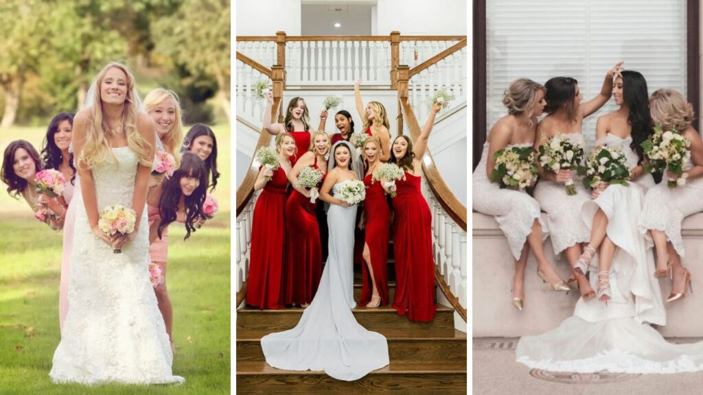 bride with bridesmaids photo ideas
