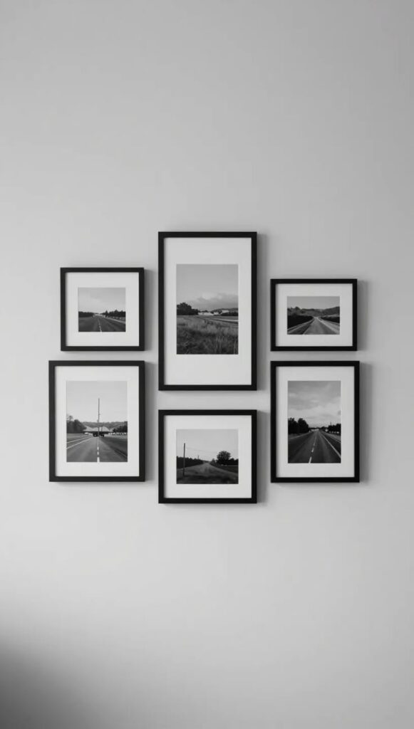 black and white photo wall ideas