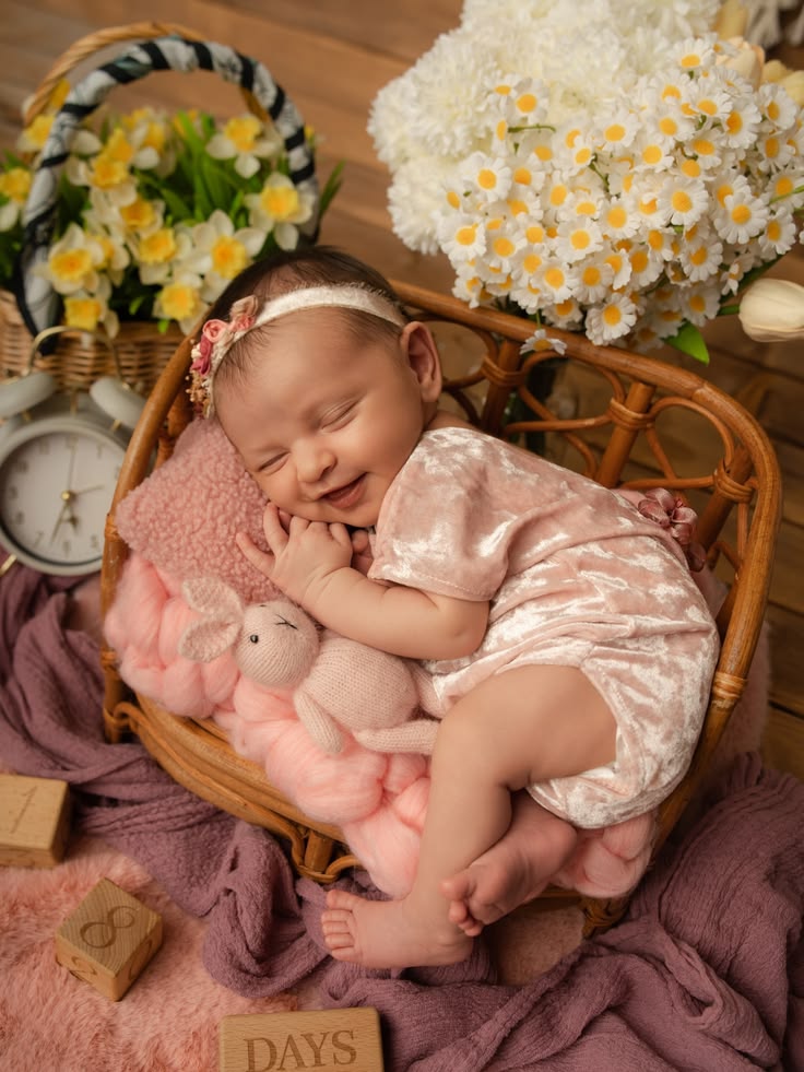 baby in a basket photo ideas