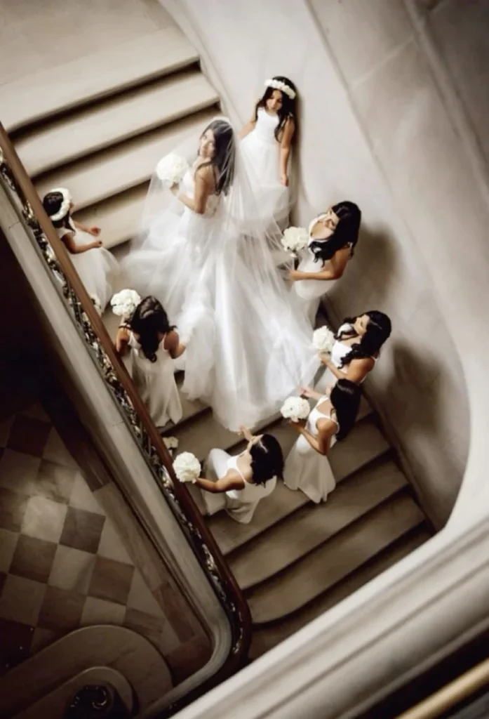 bride with bridesmaids photo ideas