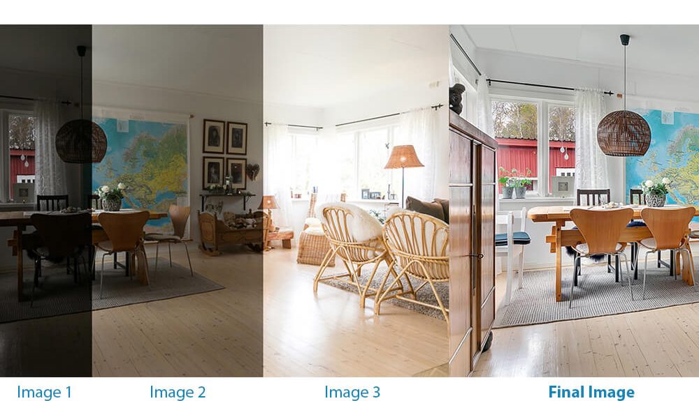 Interior multi image HDR photo blending